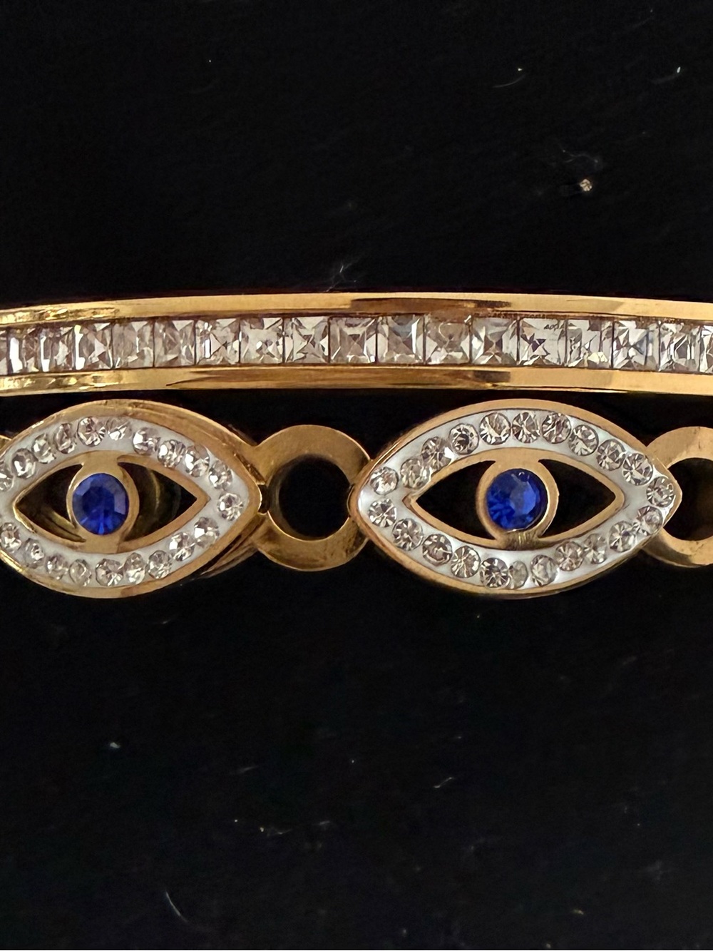 Gold-Tone Blue Crystal Eye Bracelet